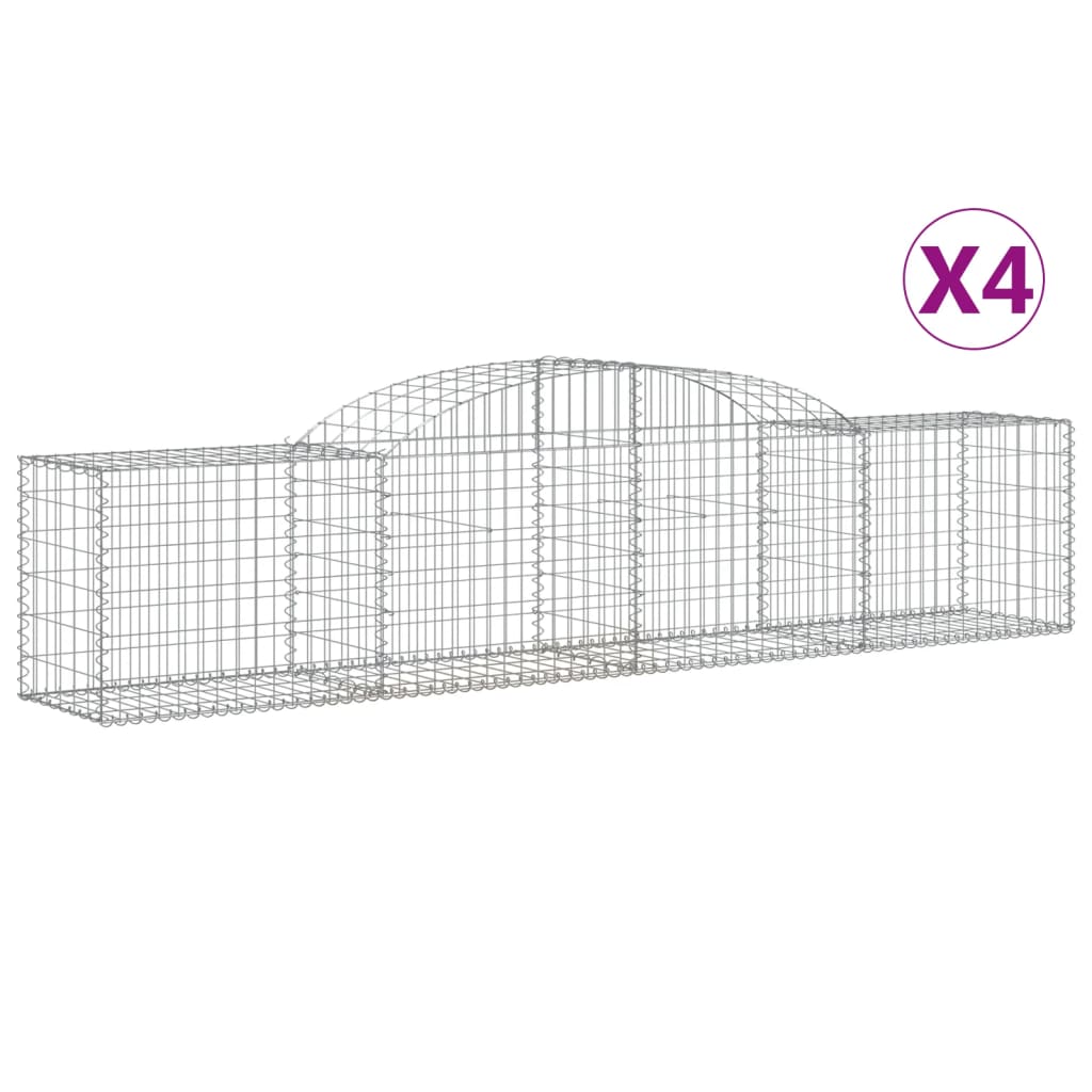 vidaXL kaarekujulised gabioonkorvid 4 tk, 300x50x60/80 cm, raud