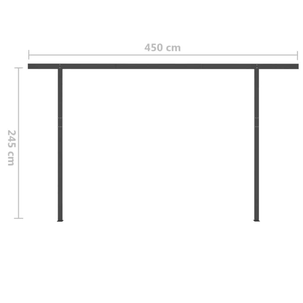 vidaXL automaatne varikatus, LED, tuuleandur, 4x3 m, kollane ja valge