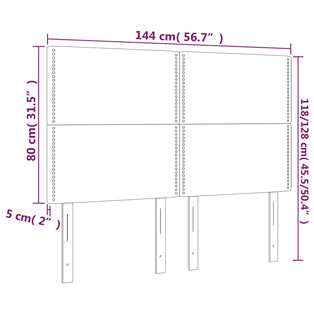 vidaXL LED-voodipeats, roosa, 144x5x118/128 cm, samet