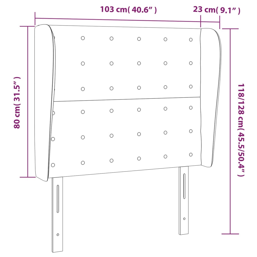 vidaXL voodipeats servadega, must, 103x23x118/128 cm, kunstnahk