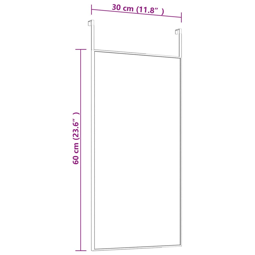 vidaXL uksepeegel, must, 30 x 60 cm, klaas ja alumiinium