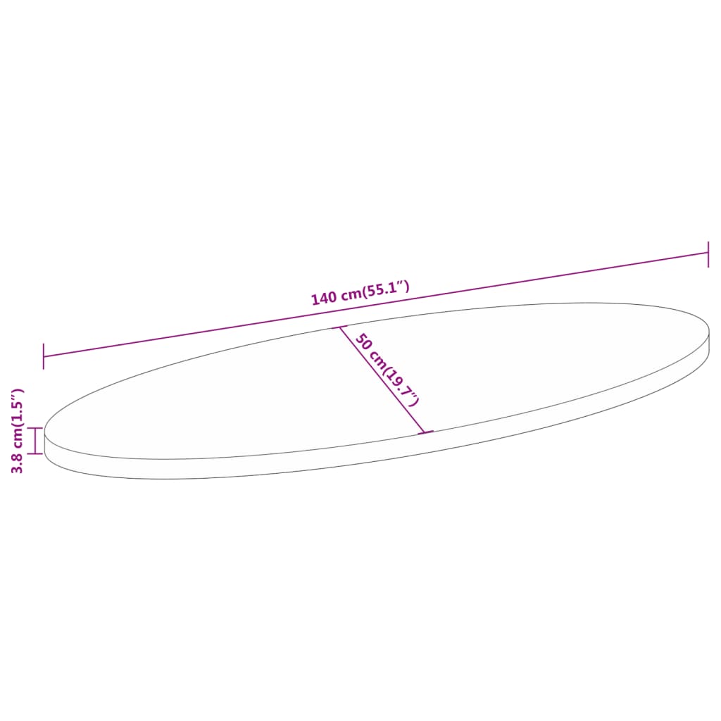 vidaXL ovaalne lauaplaat, 140x50x3,8 cm, mangopuit