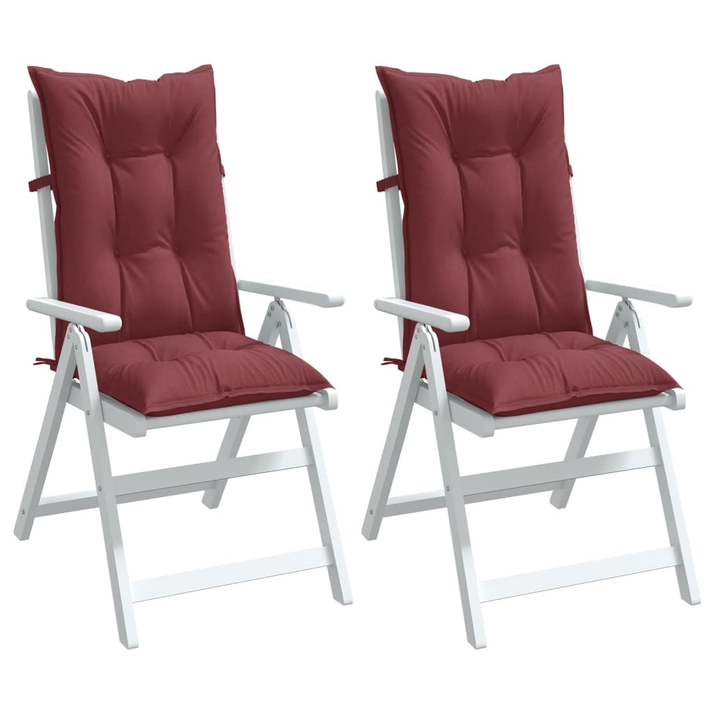 vidaXL kõrge seljatoega toolipadjad 2 tk, punane, 120x50x7 cm, kangas