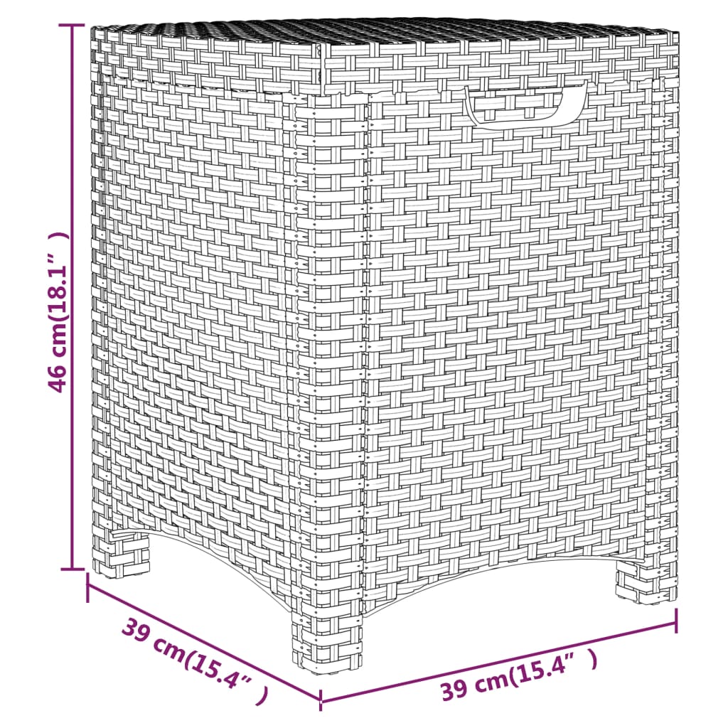 vidaXL aia hoiukast, 39 x 39 x 46 cm, PP rotang, pruun