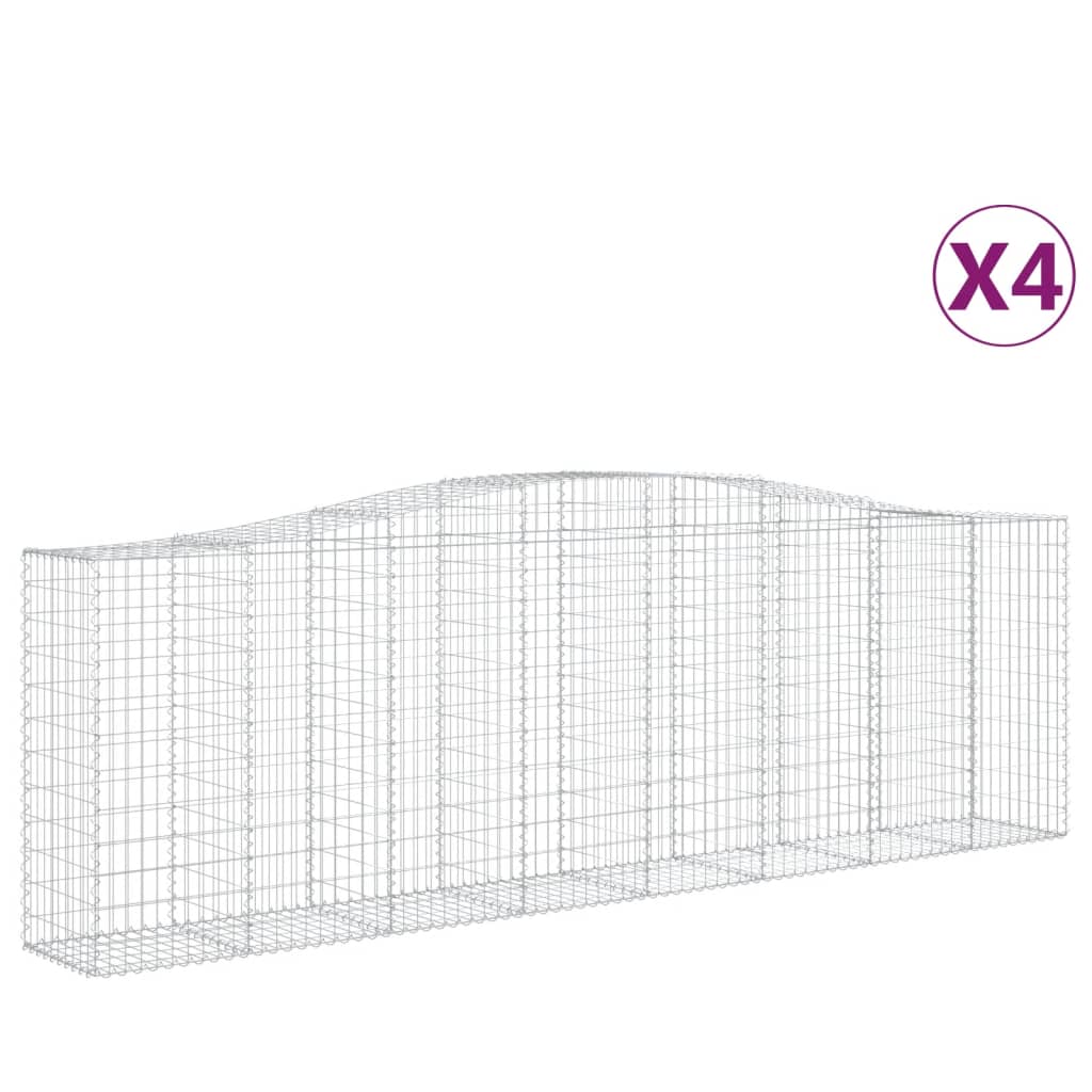 vidaXL kaarekujulised gabioonkorvid 4 tk, 400x50x120/140 cm, raud