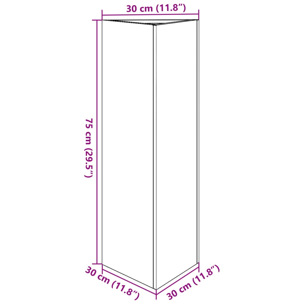 vidaXL kolmnurkne aia taimekast, valge, 30 x 26 x 75 cm, teras