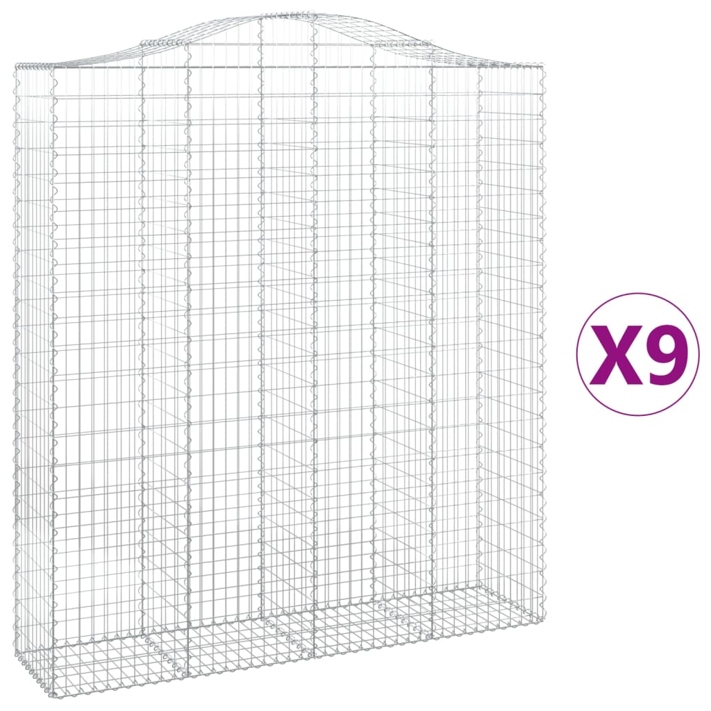 vidaXL kaarekujulised gabioonkorvid 9 tk, 200x50x220/240 cm, raud