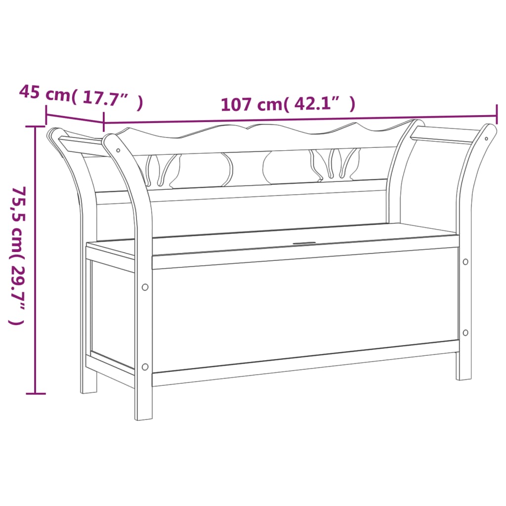 vidaXL pink, 107 x 45 x 75,5 cm, nulupuit