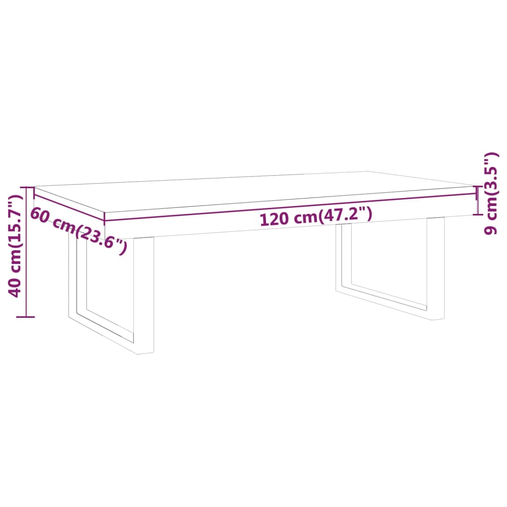 vidaXL kohvilaud, tumepruun ja must, 120 x 60 x 40 cm, MDF ja raud