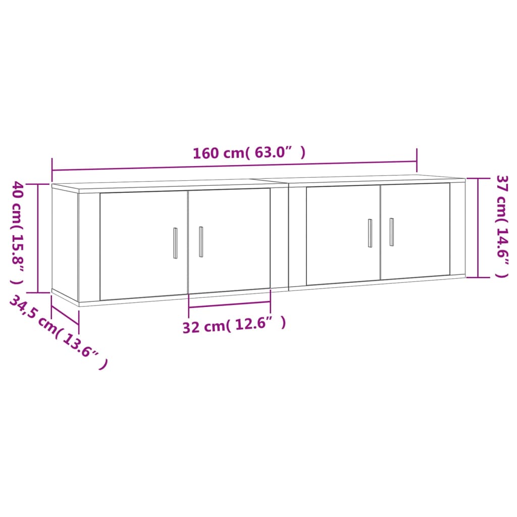 vidaXL seina telerikapid 2 tk, betoonhall, 80x34,5x40 cm