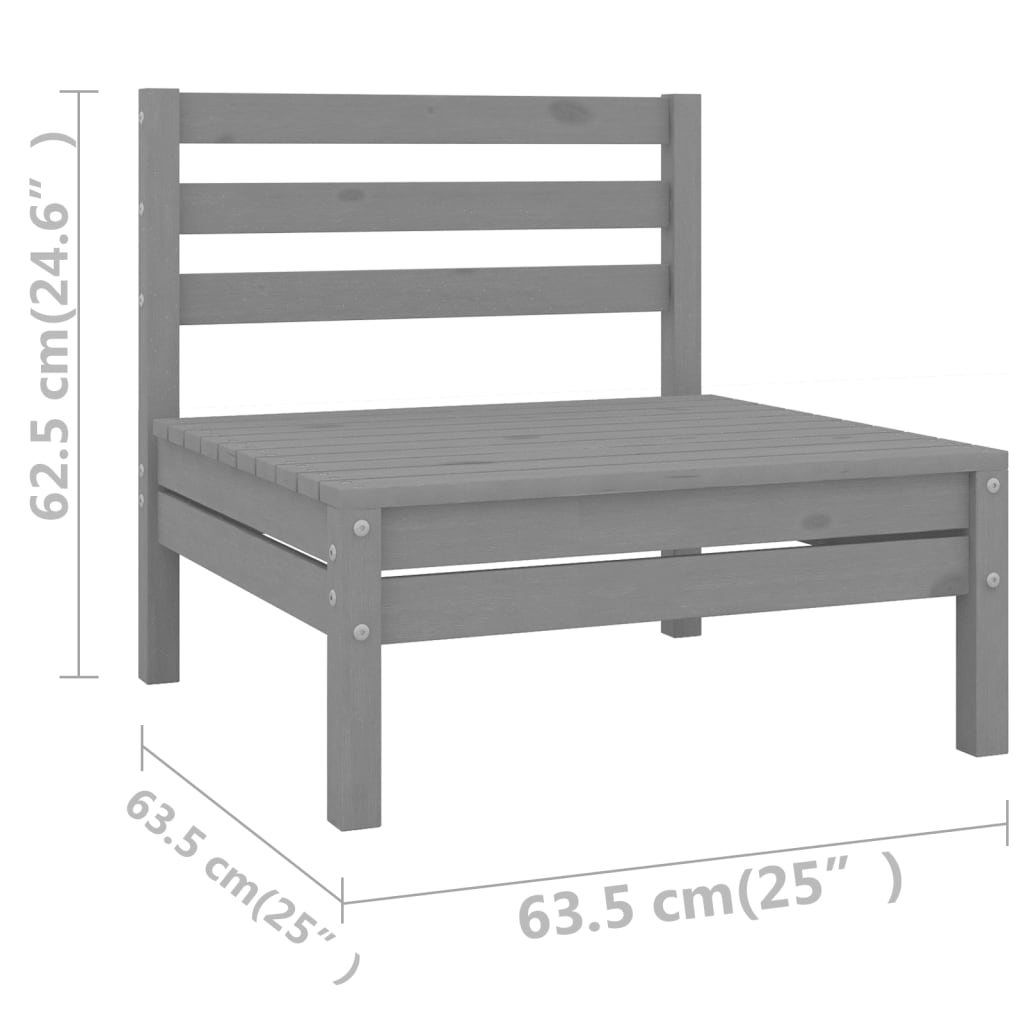 vidaXL 7-osaline aiadiivani komplekt, hall, täismännipuit