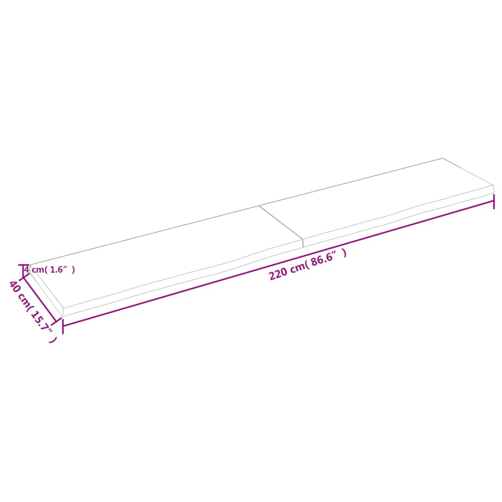 vidaXL vannitoa tasapind, tumepruun, 220x40x(2-4)cm töödeldud täispuit