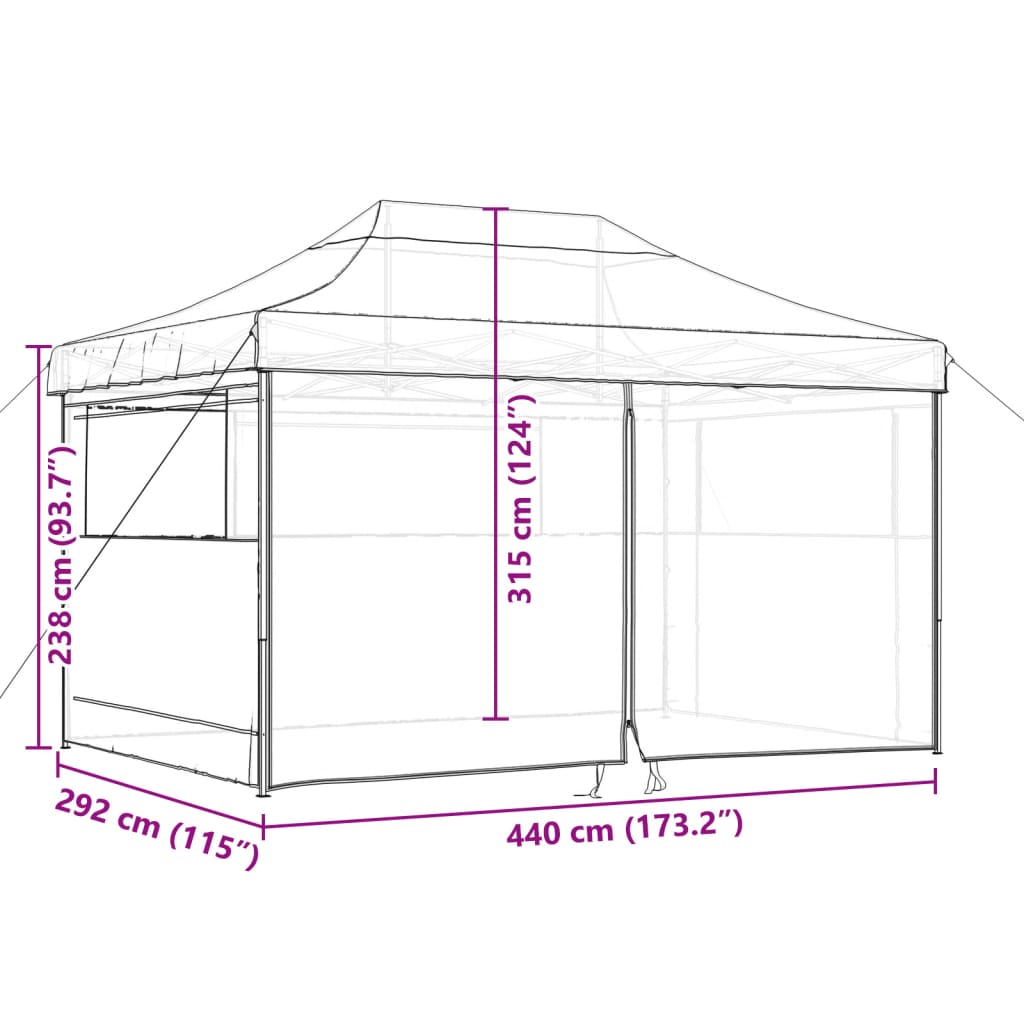 vidaXL kokkupandav pop-up peotelk 4 külgseinaga, terrakota