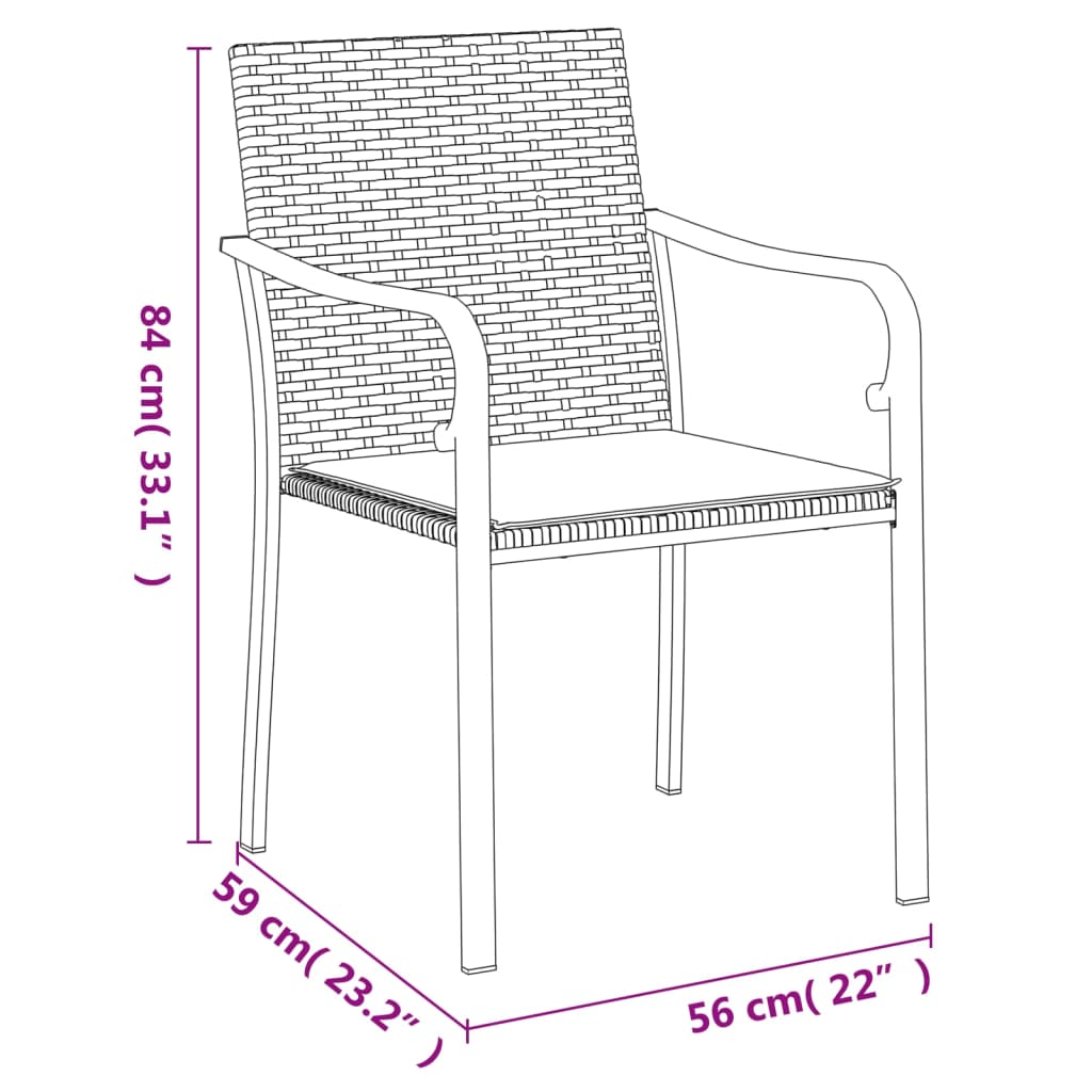 vidaXL 9-osaline aia söögimööbli komplekt istmepatjadega, rotang/teras