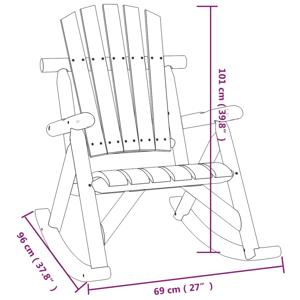 vidaXL aia kiiktool, 69 x 96 x 101 cm, kuusepuit