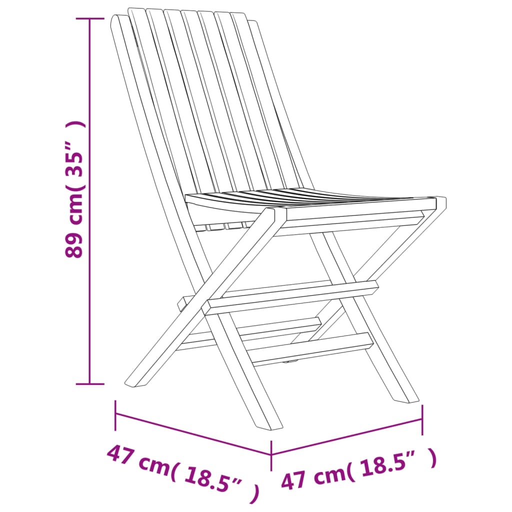 vidaXL kokkupandavad aiatoolid 8 tk, 47 x 47 x 89 cm, tiikpuu