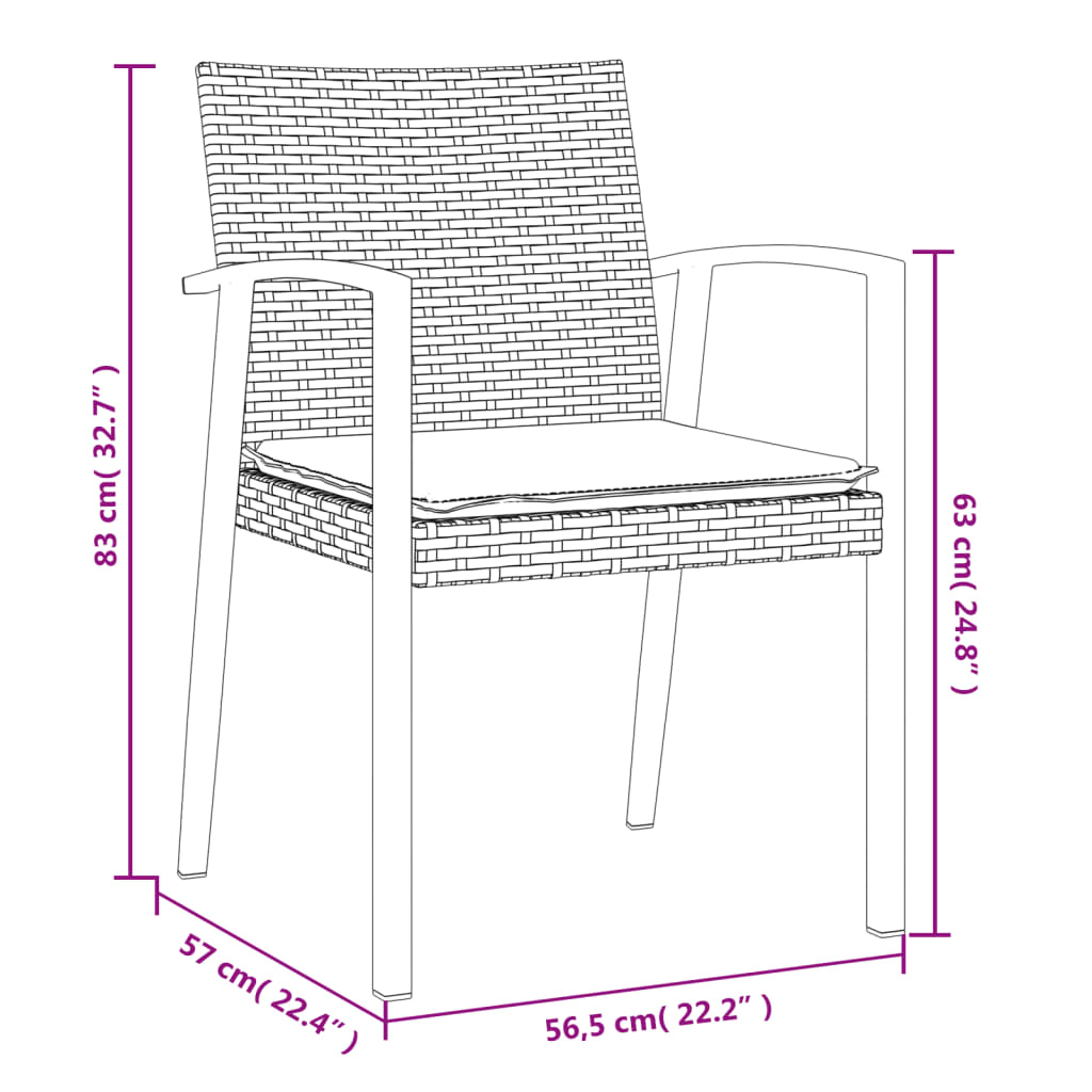 vidaXL 7-osaline aia söögimööbli komplekt istmepatjadega, rotang/teras