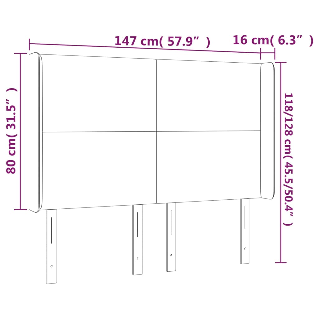 vidaXL voodipeats servadega, tumesinine, 147x16x118/128 cm, samet