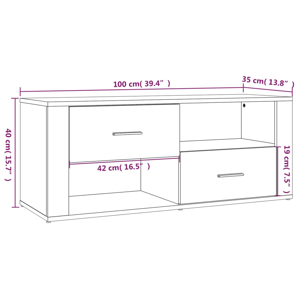 vidaXL telerikapp, pruun tamm, 100x35x40 cm, tehispuit