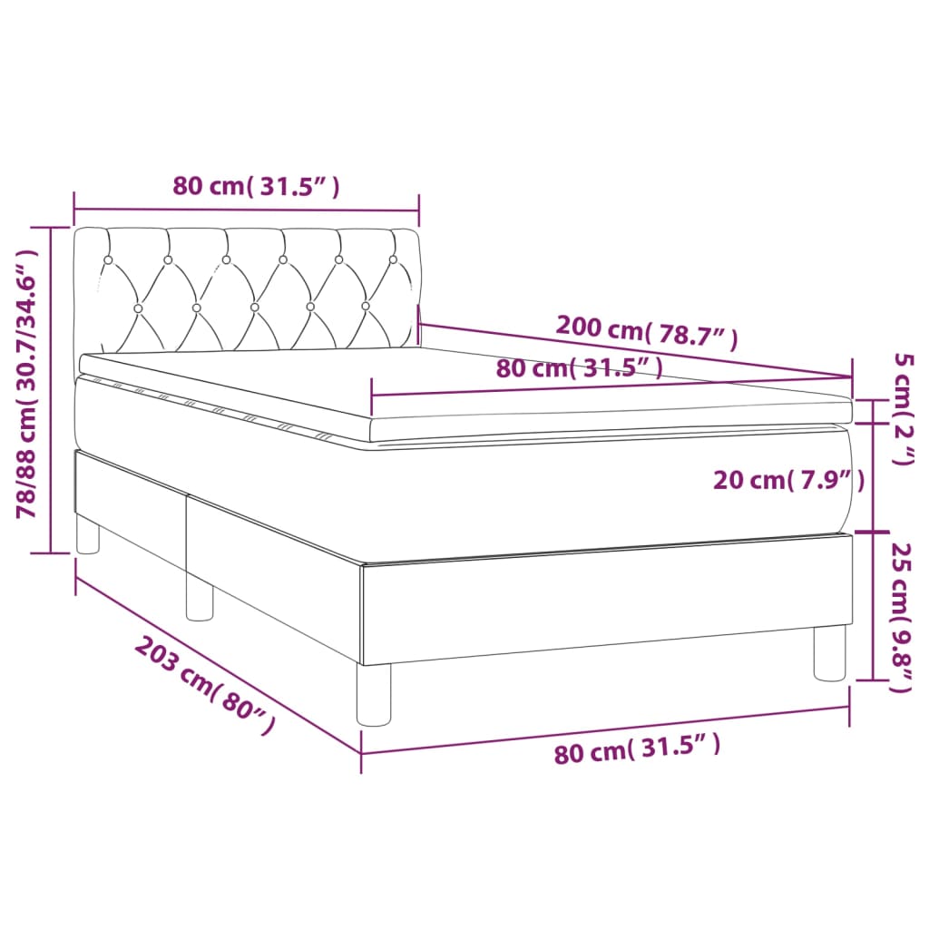 vidaXL kontinentaalvoodi madratsiga, must, 80x200 cm, samet