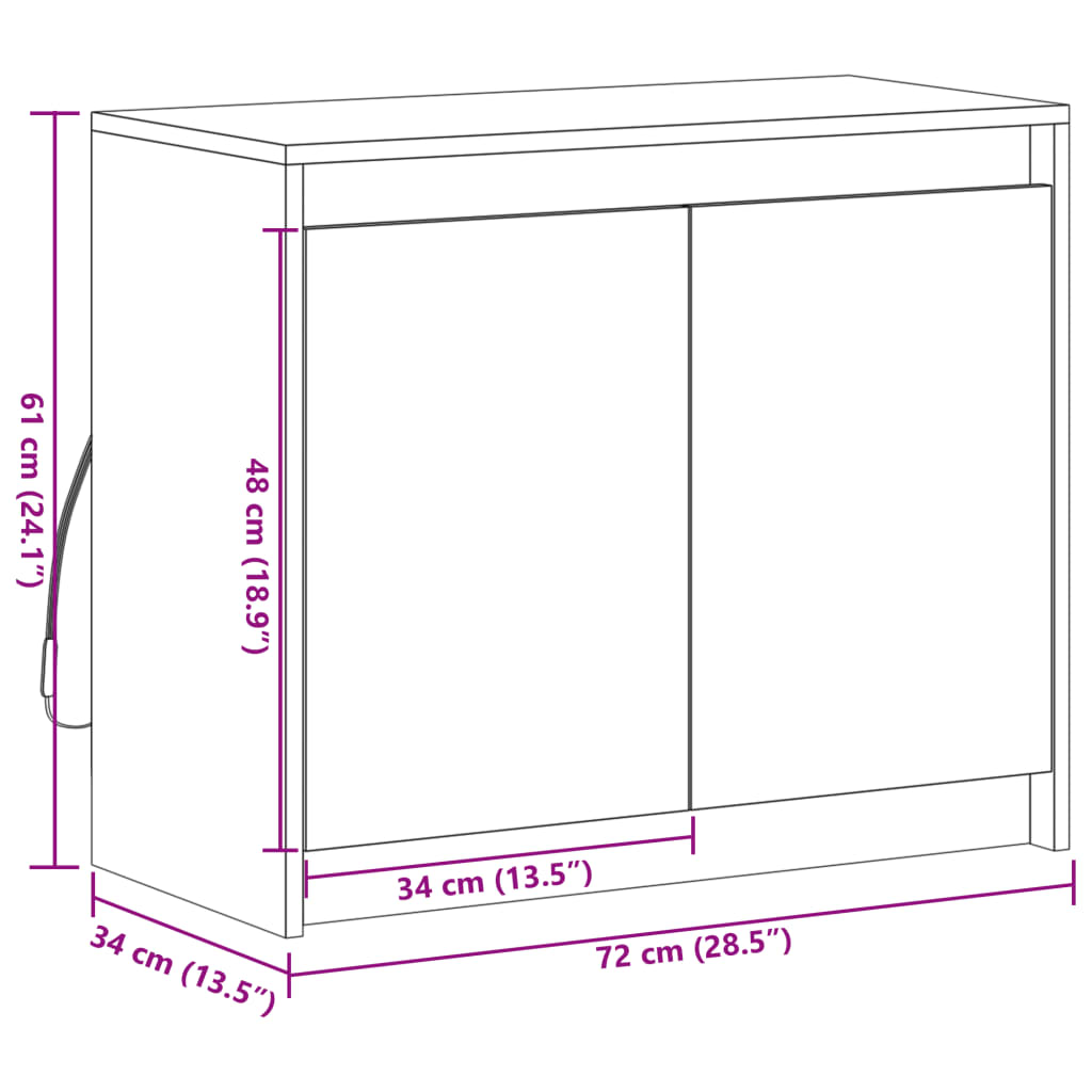 vidaXL puhvetkapp LED-tulega, suitsutatud tamm, 72x34x61 cm, tehispuit