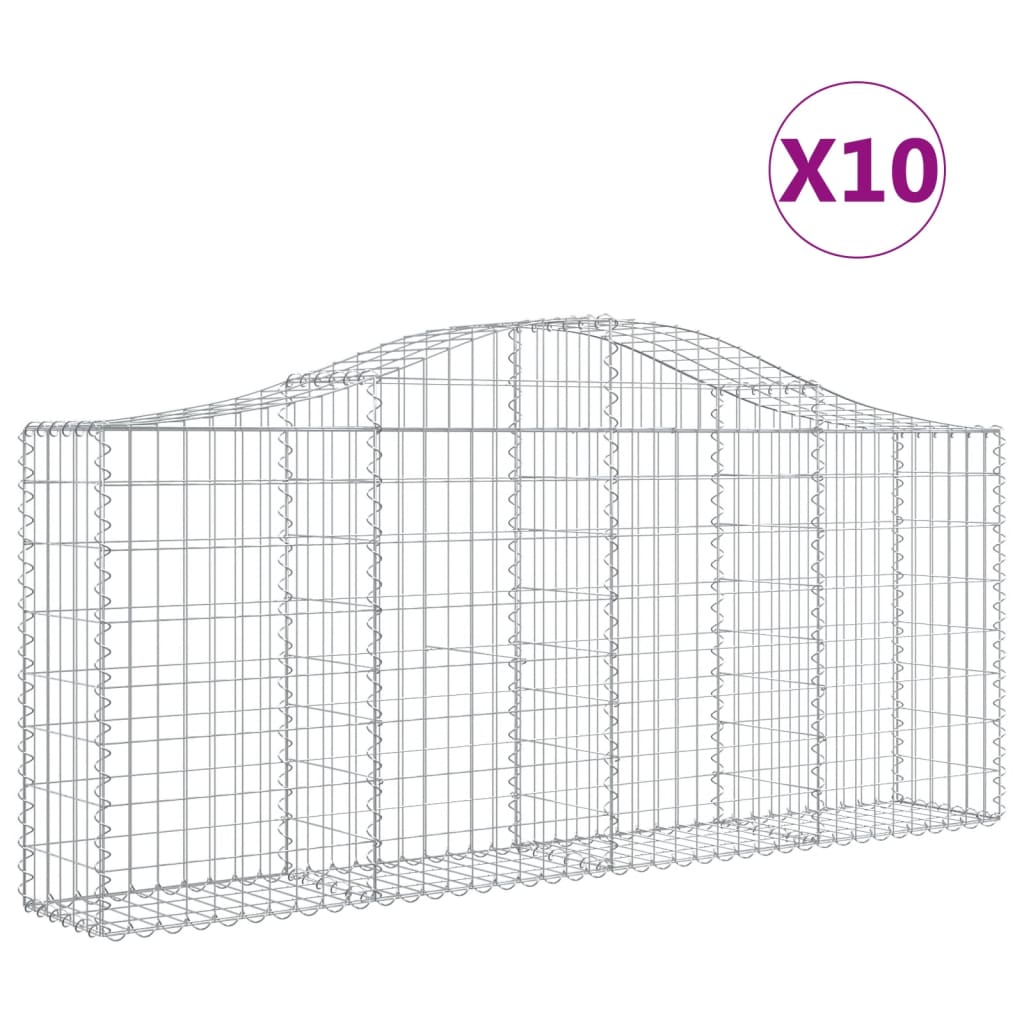 vidaXL kaarekujulised gabioonkorvid 10 tk, 200x30x80/100 cm, raud