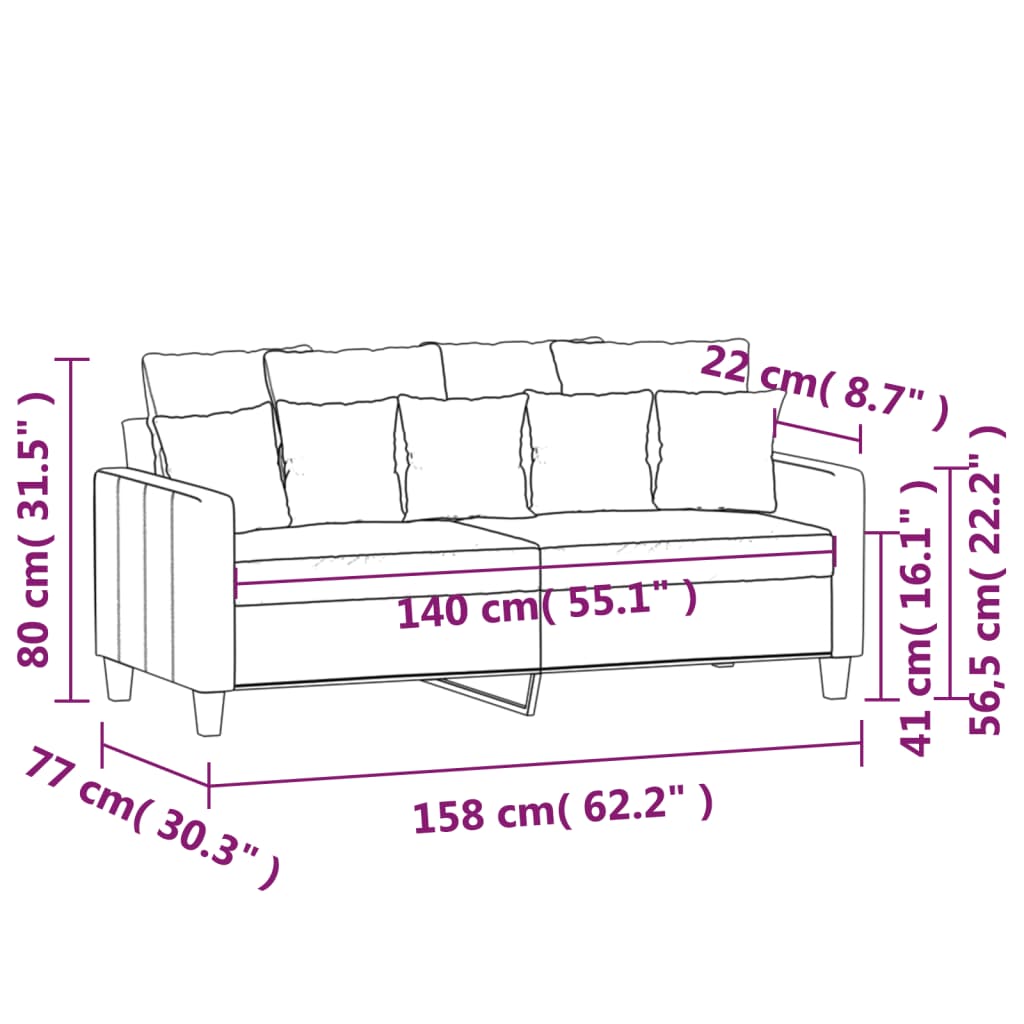 vidaXL 2-kohaline diivan, tumehall, 140 cm, kangas