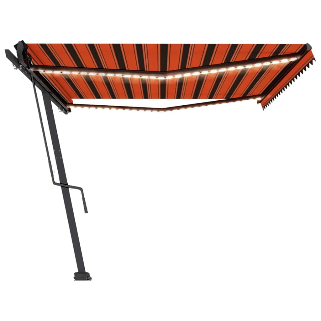 vidaXL automaatne varikatus LED, tuuleandur, 500 x 300 cm oranž/pruun