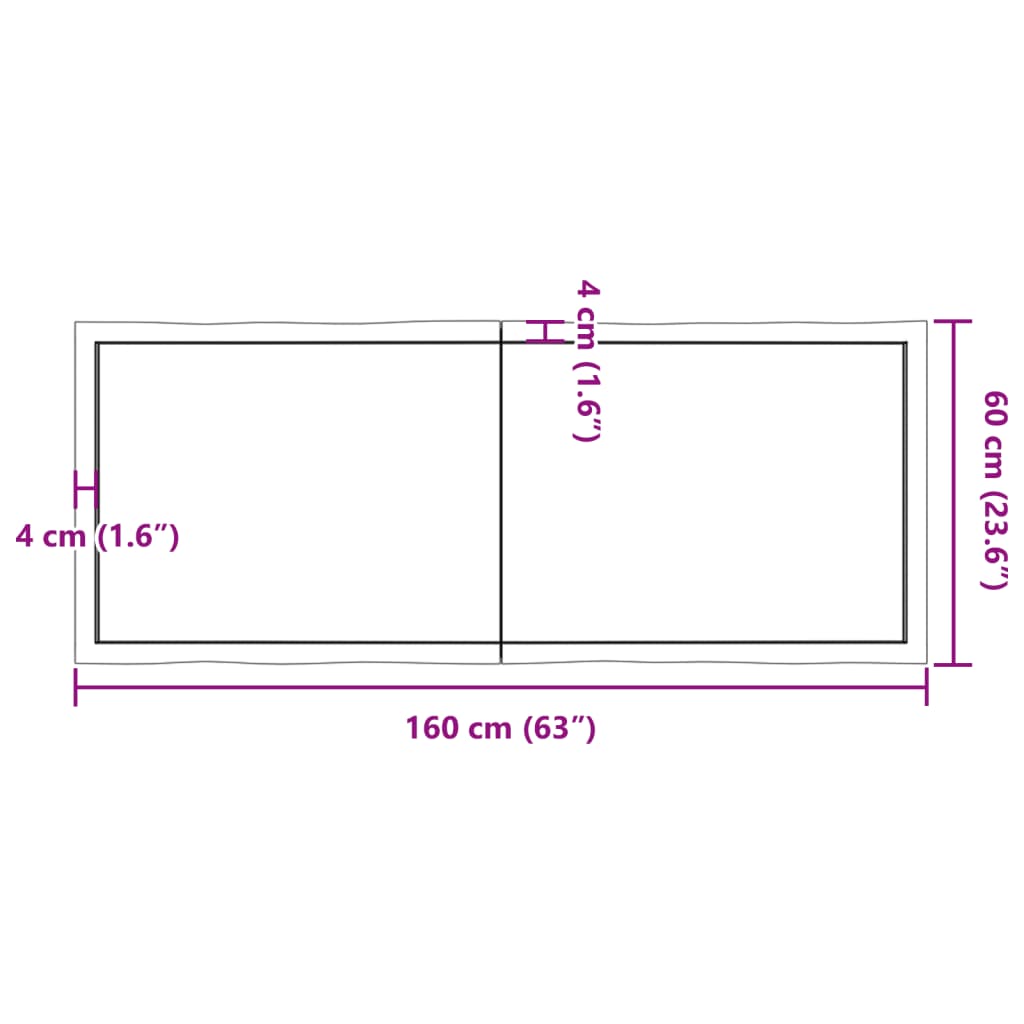 vidaXL lauaplaat, 160 x 60 x (2-6) cm, täispuit, naturaalsed servad