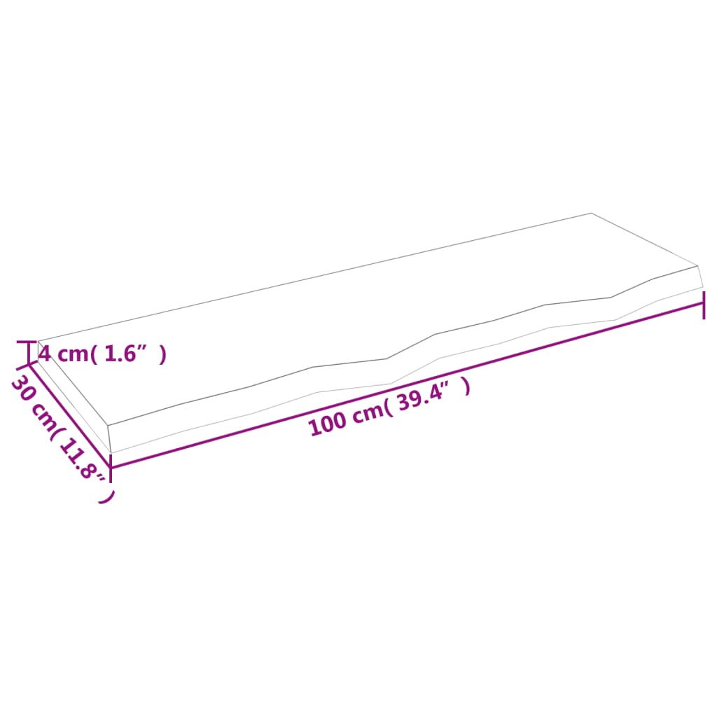 vidaXL seinariiul, helepruun, 100 x 30 x (2-4) cm, töödeldud tammepuit