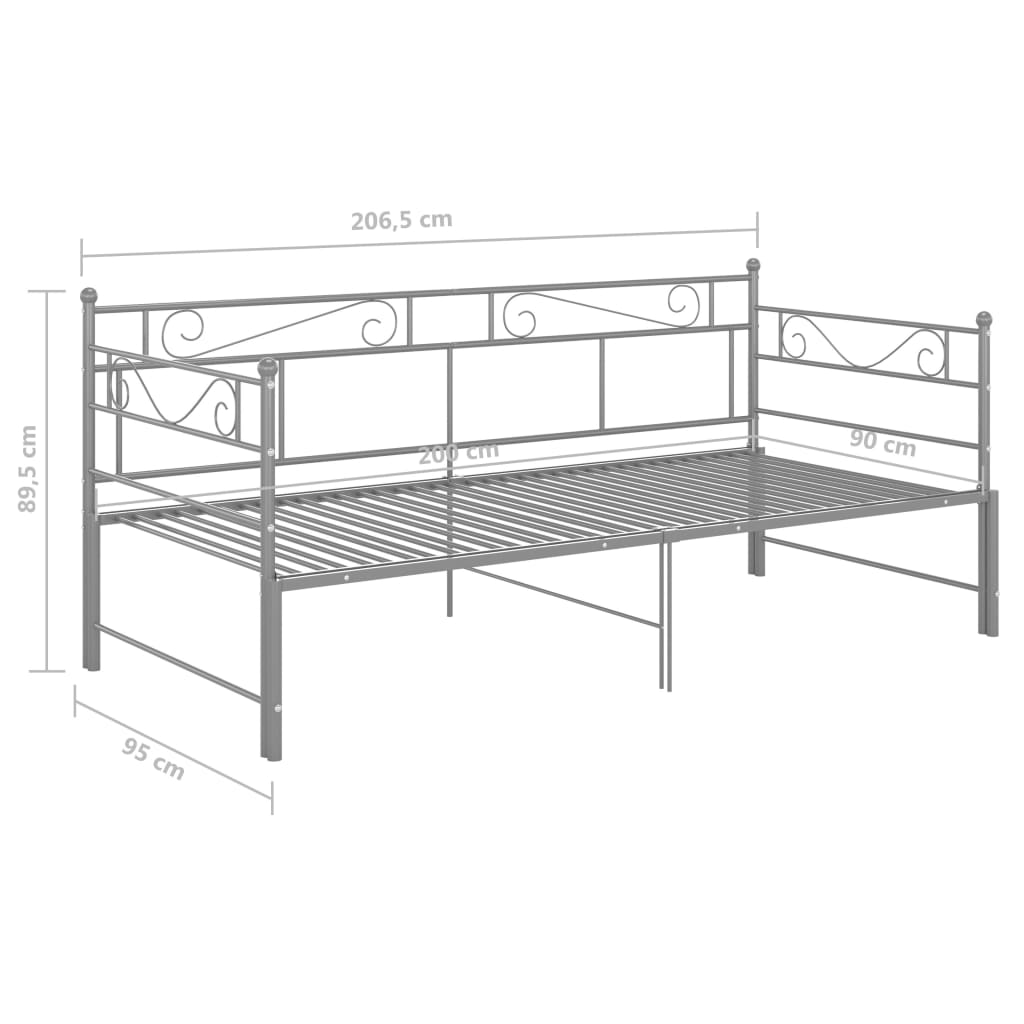 vidaXL lahtikäiv diivanvoodiraam hall metall 90 x 200 cm