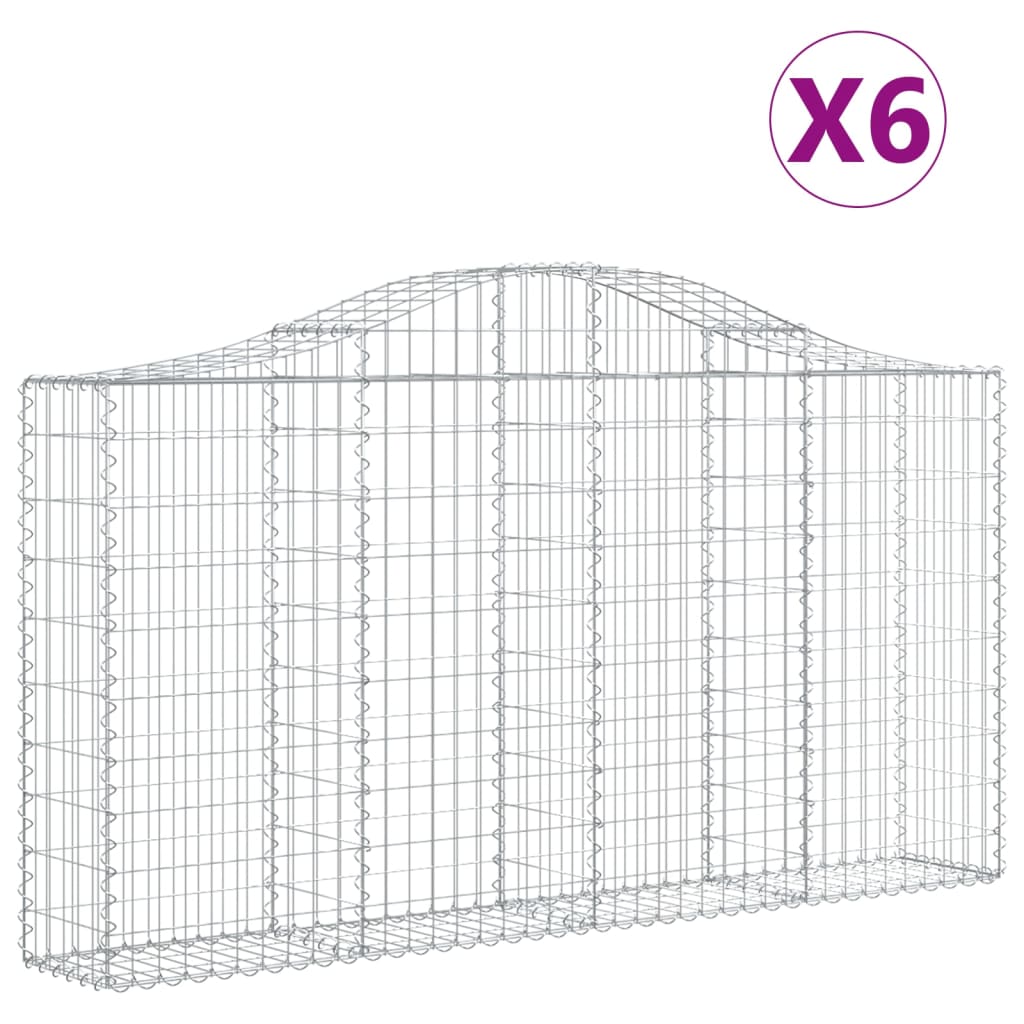 vidaXL kaarekujulised gabioonkorvid 6 tk, 200x30x100/120 cm, raud