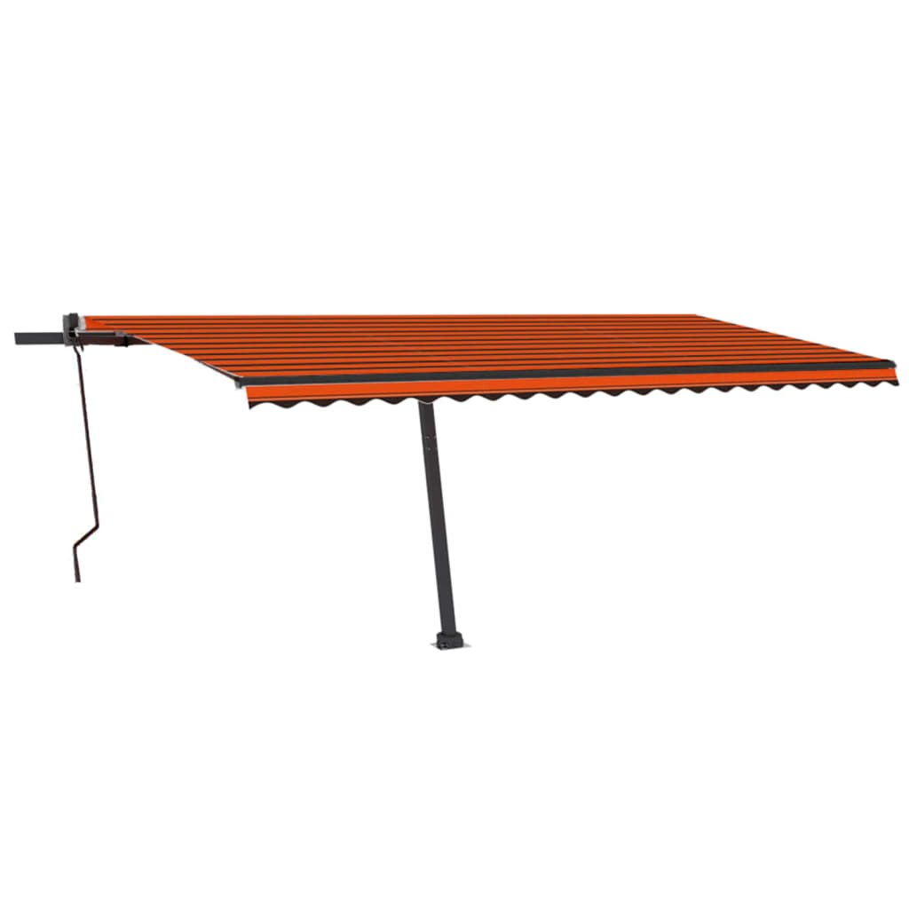 vidaXL automaatne varikatus LED, tuuleandur, 500 x 300 cm oranž/pruun