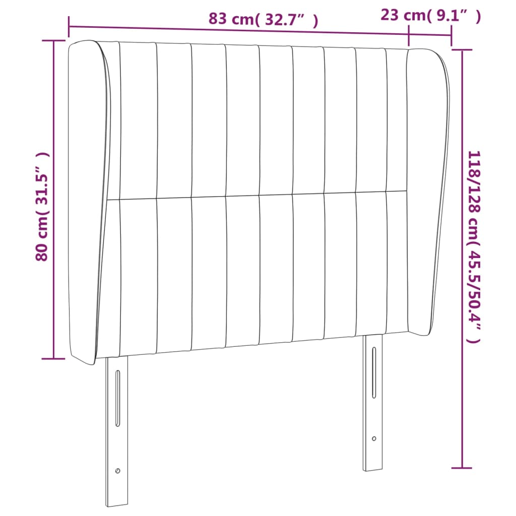 vidaXL voodipeats servadega, must, 83x23x118/88 cm, kangas