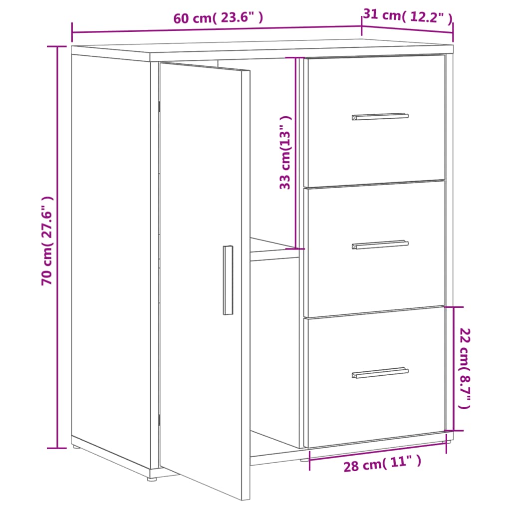 vidaXL puhvetkapid 2 tk, valge, 60 x 31 x 70 cm, tehispuit