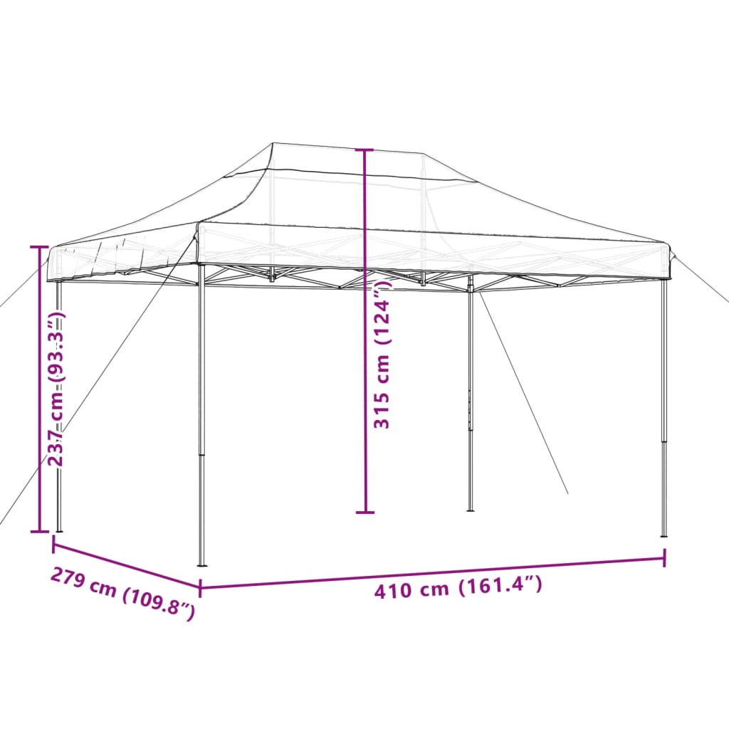 vidaXL kokkupandav pop-up peotelk, oranž, 410 x 279 x 315 cm