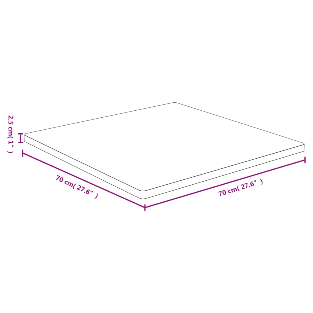 vidaXL lauaplaat, 70x70x2,5 cm, bambus