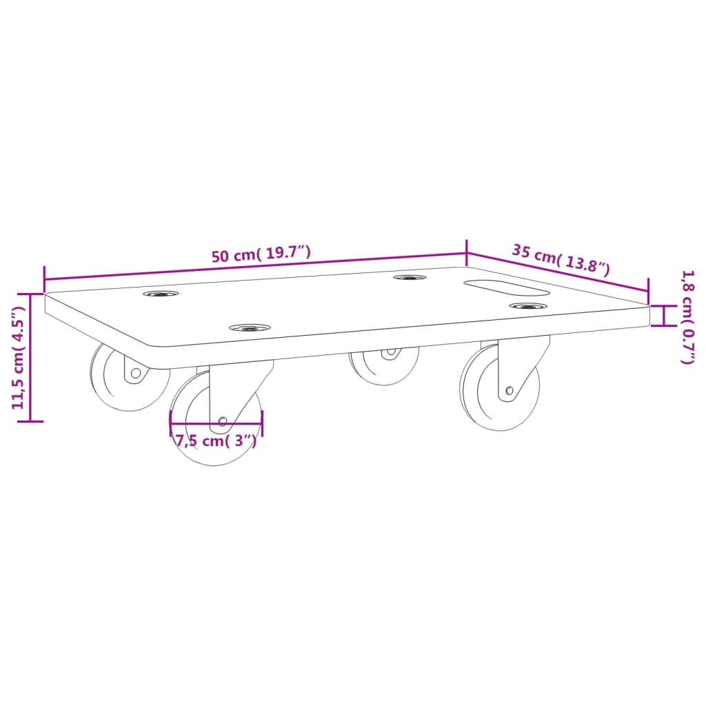 vidaXL transpordikärud 2 tk, ristküliku kuju, 50x35x11,5 cm 250 kg