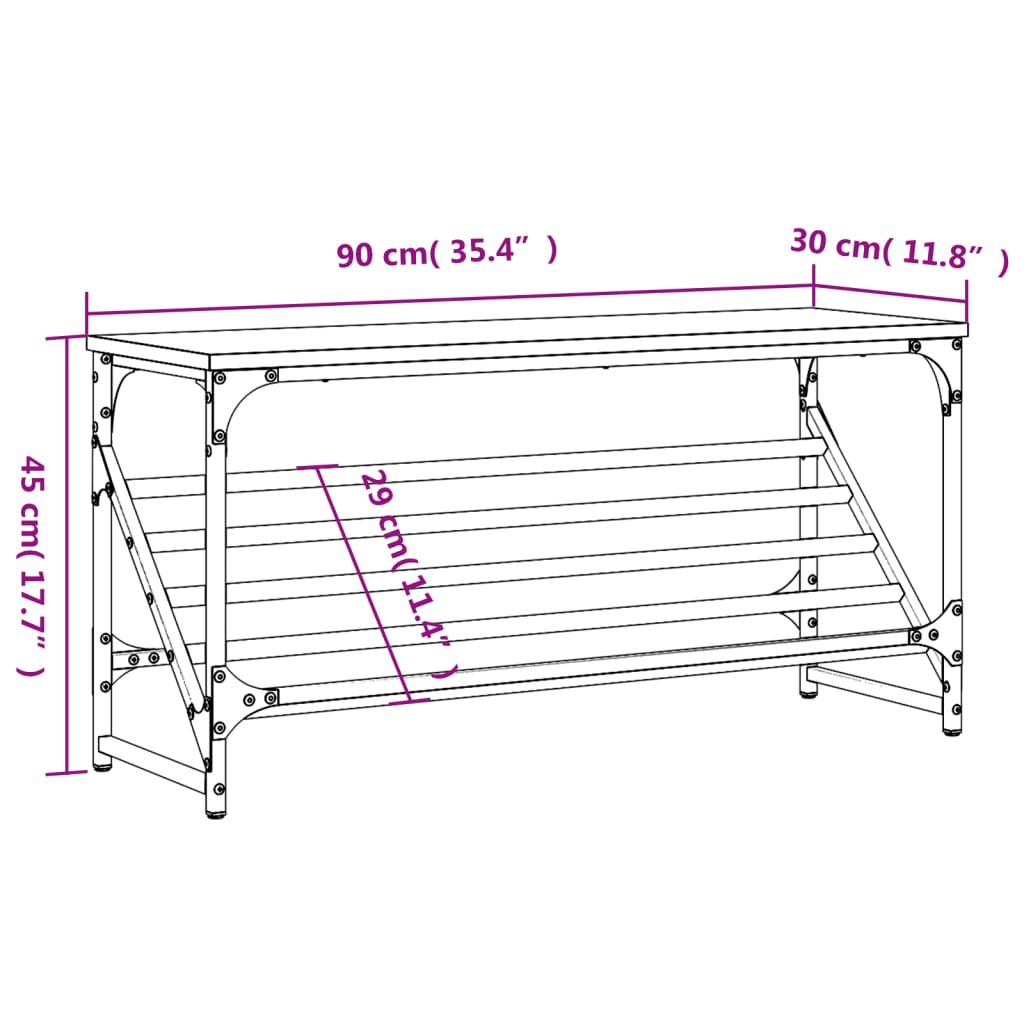 vidaXL kingariiul, must, 90 x 30 x 45 cm, tehispuit