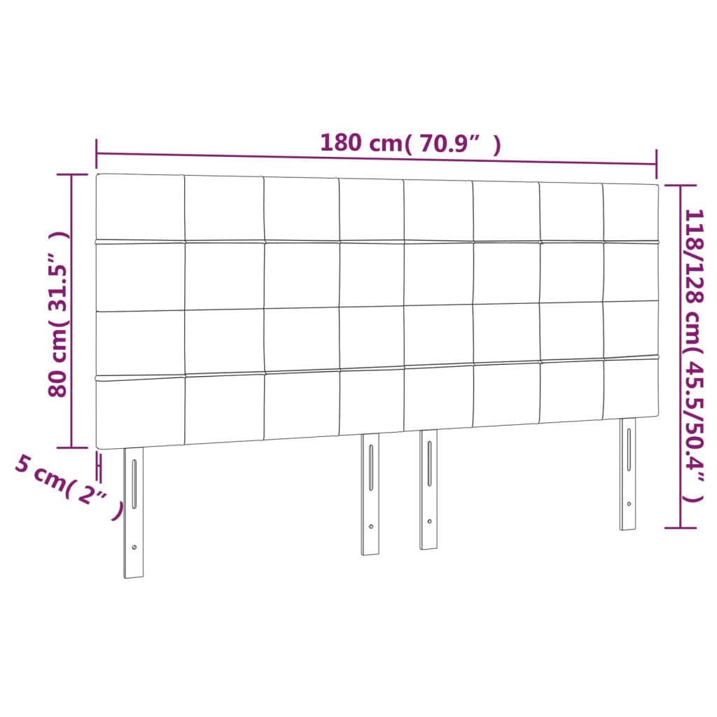 vidaXL LED-voodipeats, helehall, 180x5x118/128 cm, samet