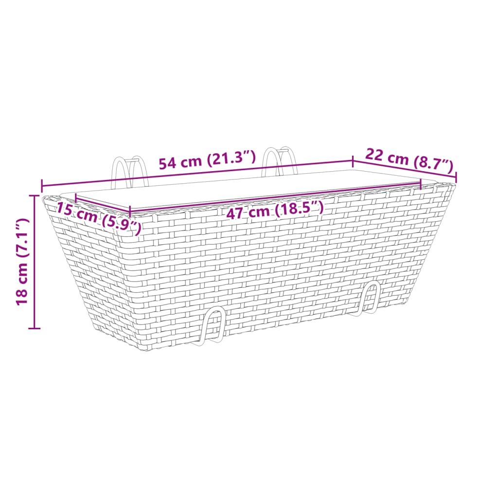 vidaXL konksudega taimekastid 2 tk, pruun, polürotang