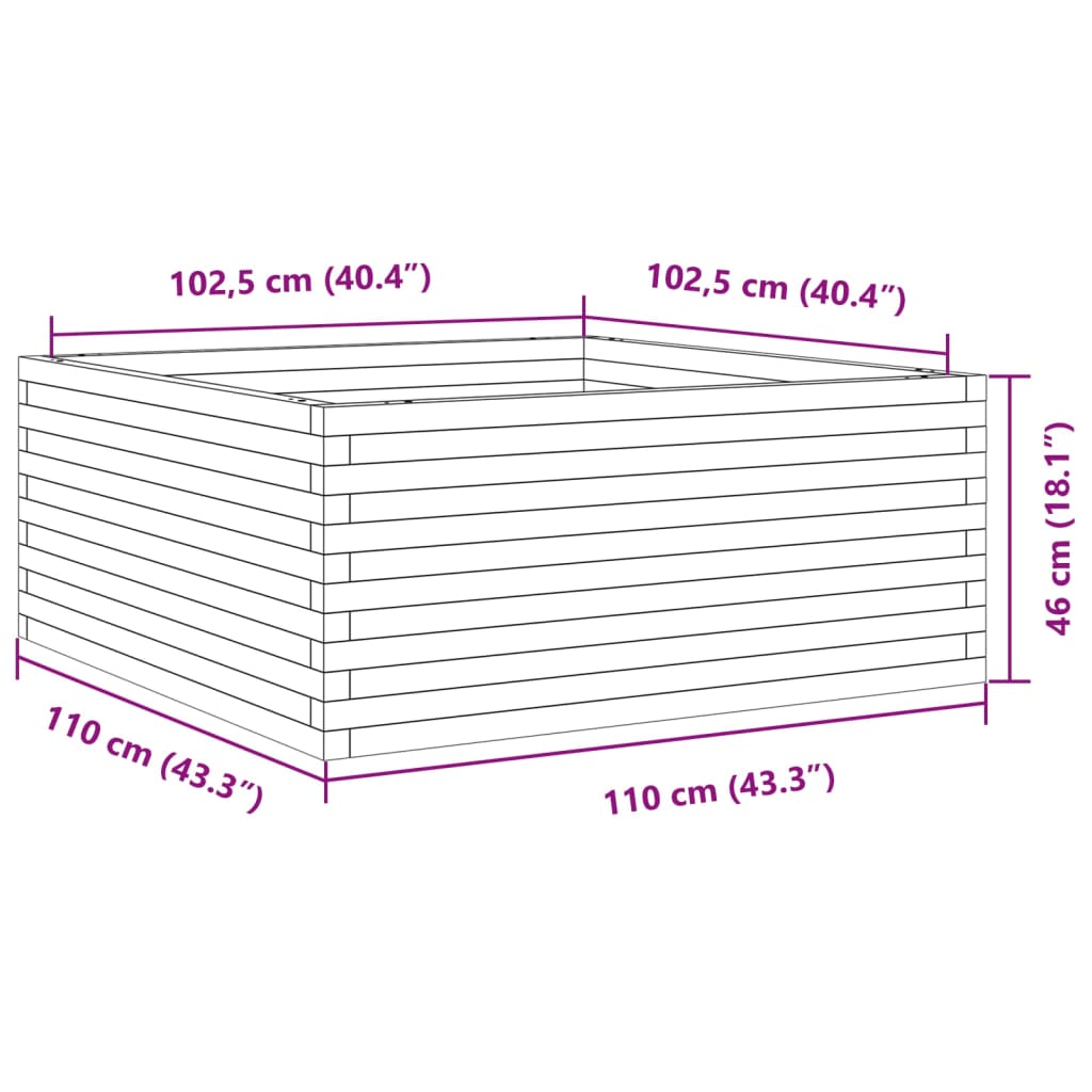 vidaXL aia taimekast, 110x110x46 cm, immutatud männipuit