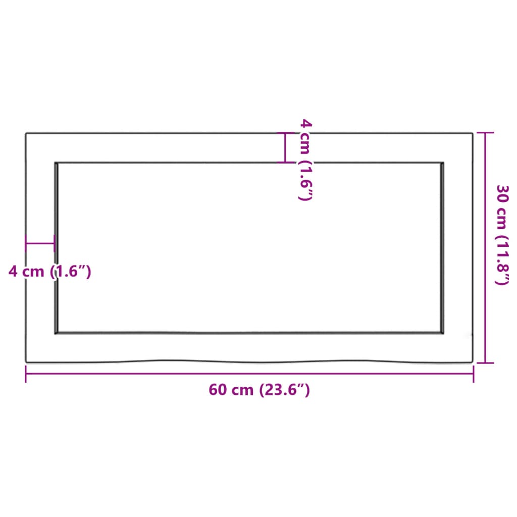 vidaXL vannitoa tasapind, 60 x 30 x (2-6) cm, töötlemata täispuit