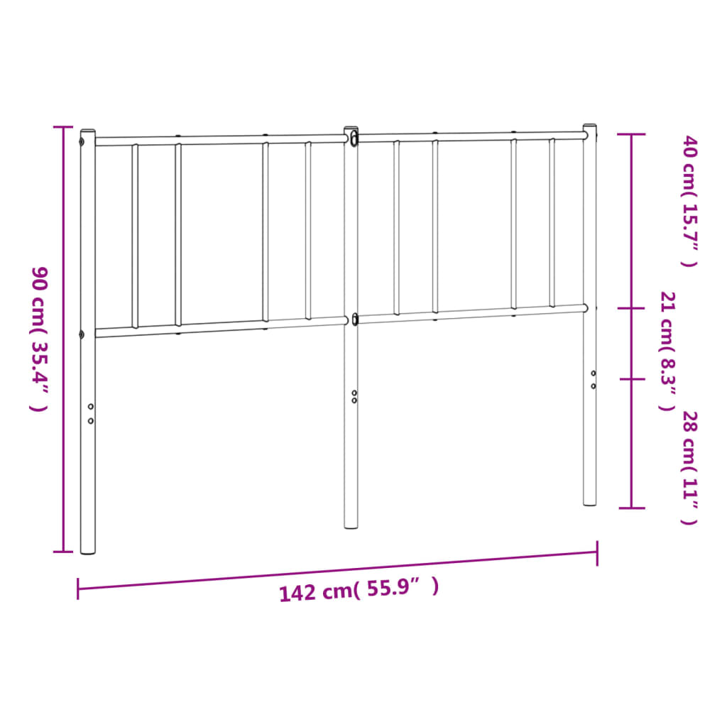 vidaXL metallist voodipeats, valge, 135 cm