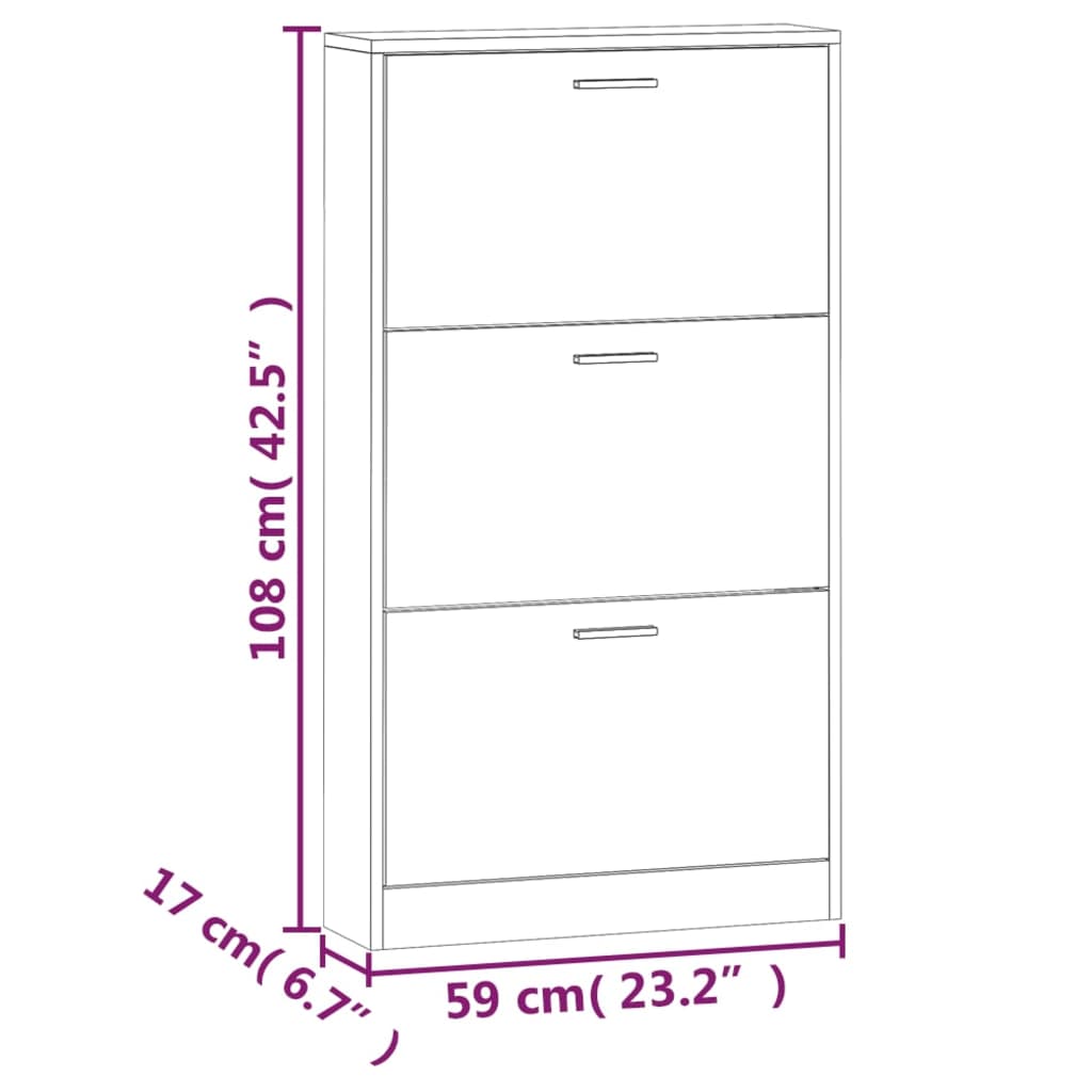 vidaXL jalatsikapp, pruun tamm, 59 x 17 x 108 cm, tehispuit