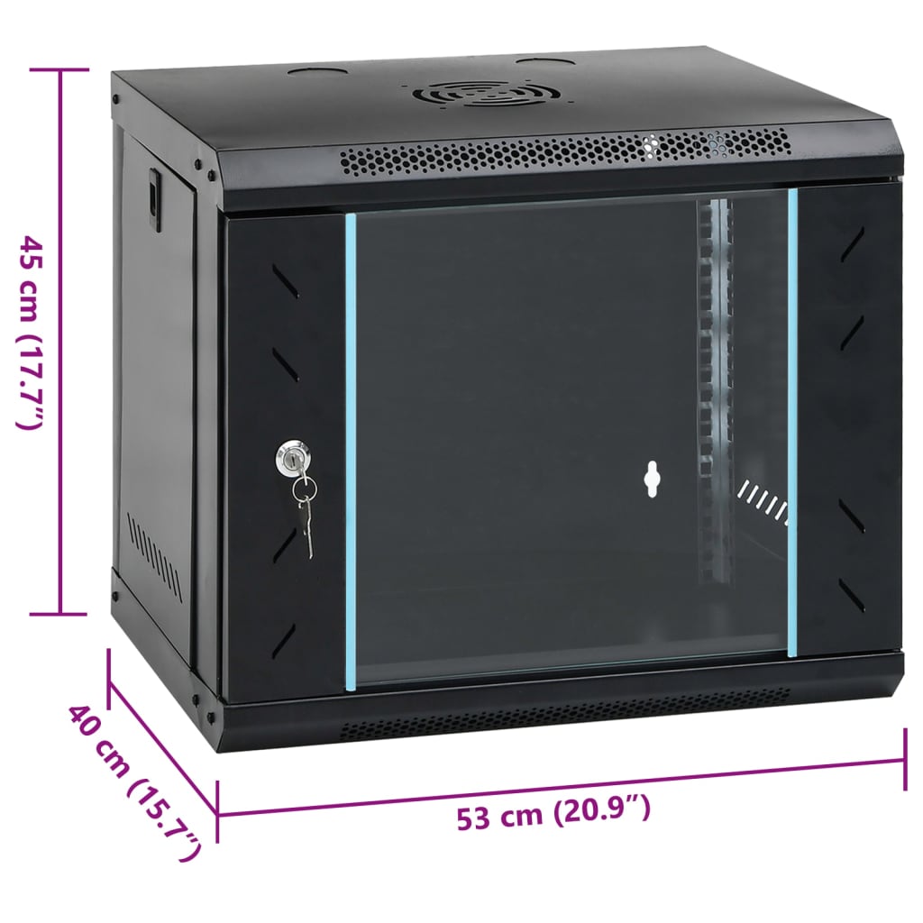 vidaXL 9U seinale paigaldatav serverikapp 19" IP20, 53 x 40 x 45 cm