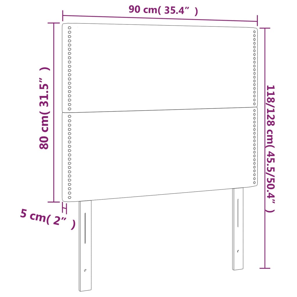 vidaXL voodipeatsid 2 tk, sinine, 90x5x78/88 cm, kangas