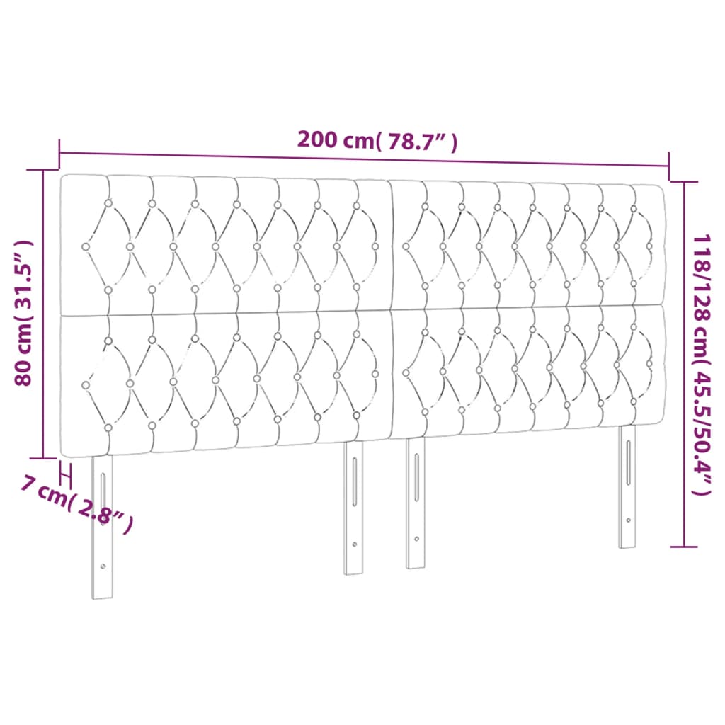 vidaXL voodipeatsid 4 tk, tumesinine, 100x7x78/88 cm, samet