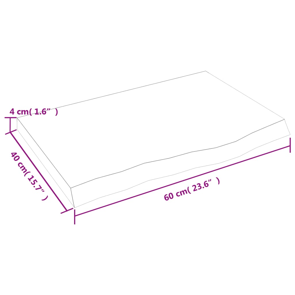 vidaXL lauaplaat, 60 x 40 x (2-4) cm, töötlemata tammepuit