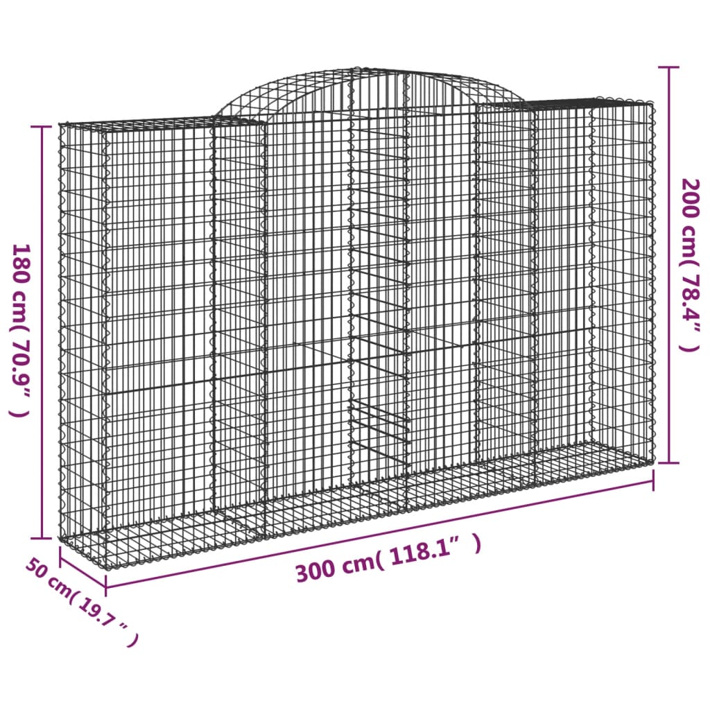 vidaXL kaarekujulised gabioonkorvid 13 tk, 300x50x180/200 cm, raud